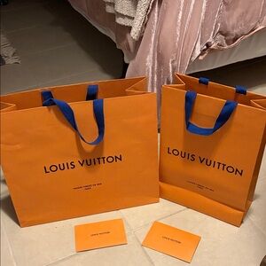 Louis Vuitton Bold Orange shopping 🛍️ Bags with Blue Handles